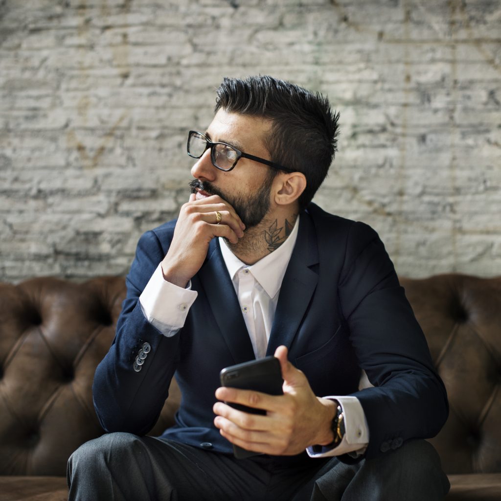 A businessman using a smartphone