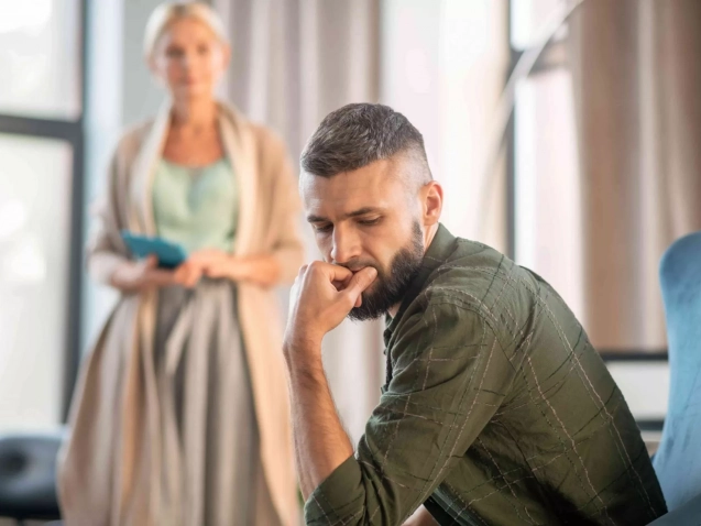 Couple receiving legal advice about civil partnership dissolution in the UK