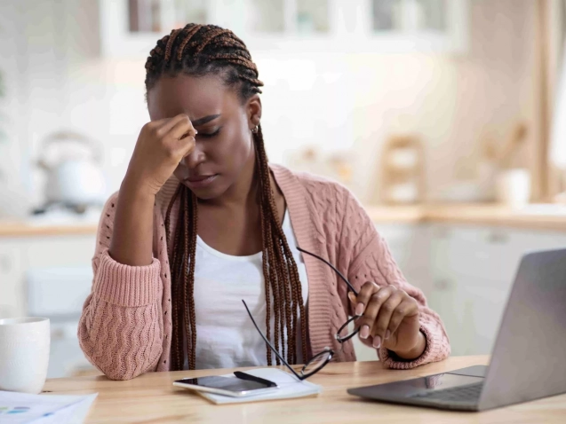 Woman reviewing finances