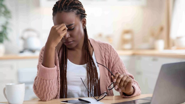 Woman reviewing finances